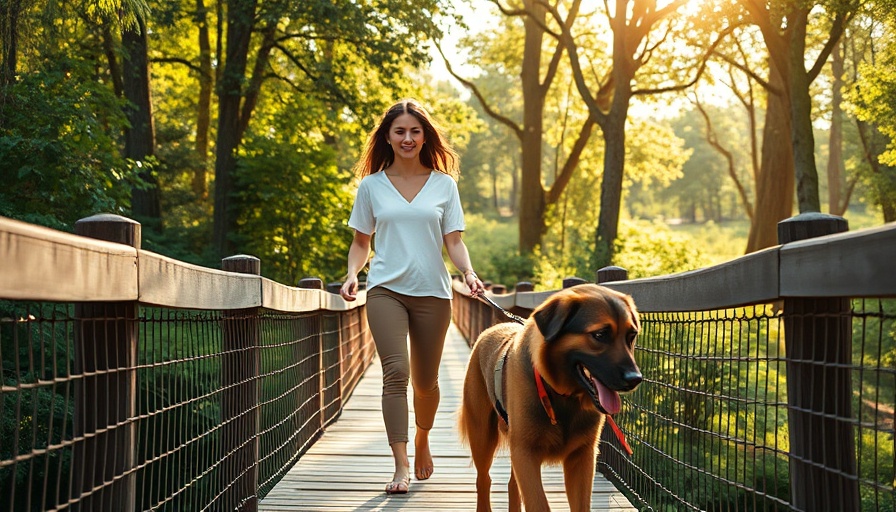 Young woman training a rescue dog on a bridge, highlighting how rescue dogs can be trained to heal veterans.