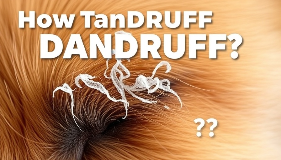 Dog dandruff close-up educational poster with visible flakes.