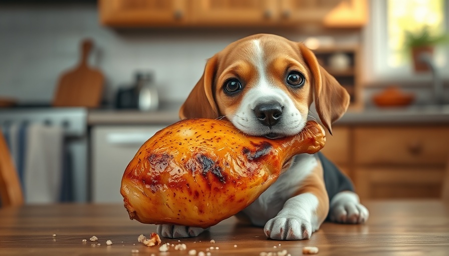 Is Rotisserie Chicken Good for Dogs: Beagle with chicken in kitchen.