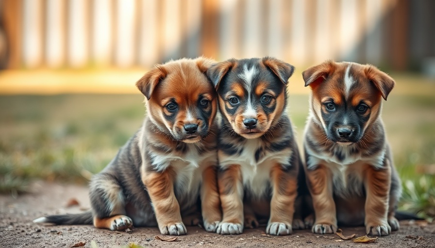 Adorable puppies demonstrating cobbing dogs behavior in yard.