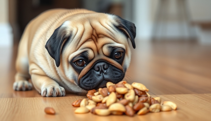 Tan pug with undigested food on wooden floor, dog throwing up undigested food