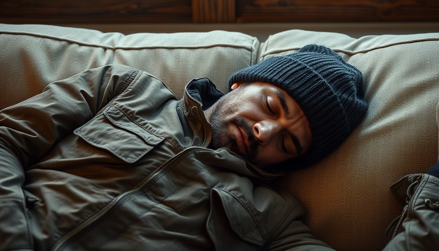 AI-generated image of a man resting on a couch.