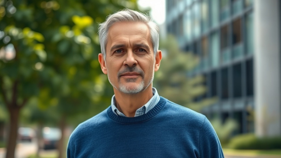 Distinguished middle-aged man outdoors, Agile Leadership spotlight.