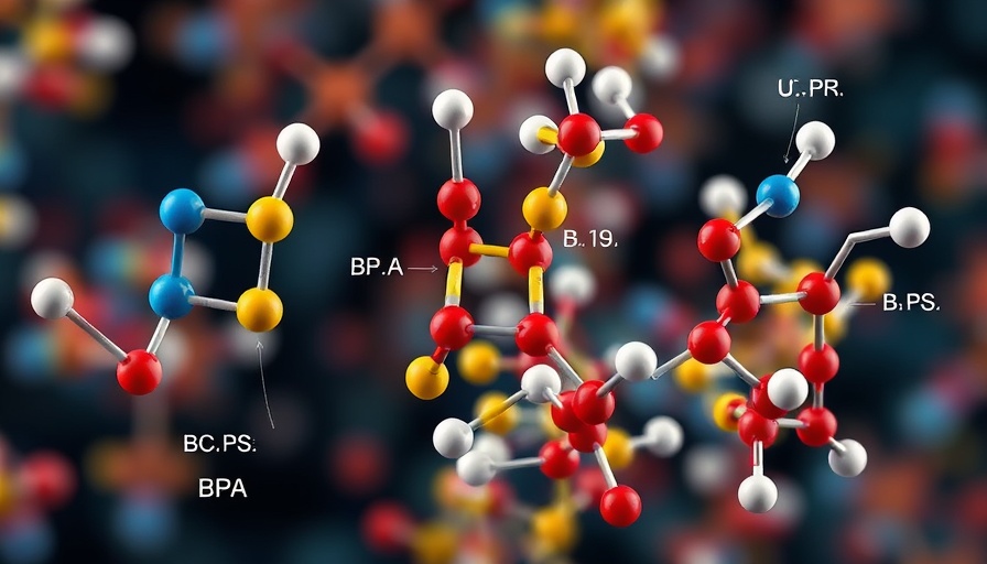 Detailed molecular structures of BPA alternatives in an annotated diagram.