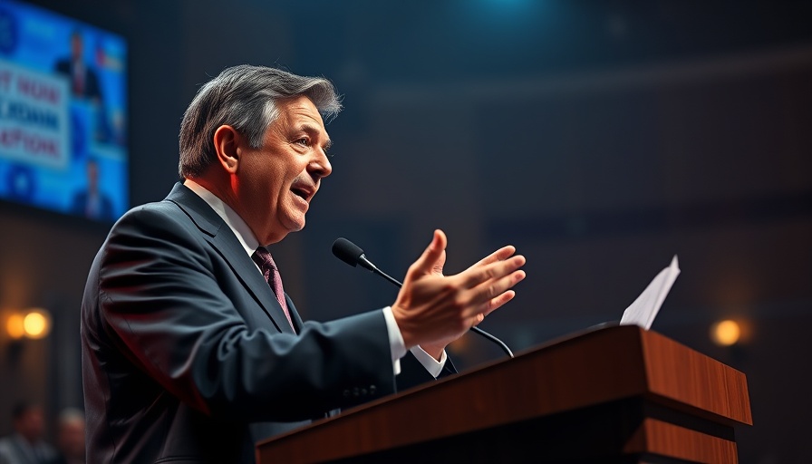 Distinguished speaker passionately delivering a speech at podium