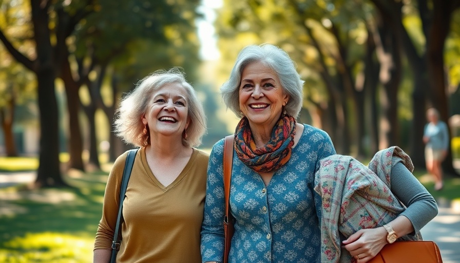 Holistic medicine: two women enjoying a healthy walk in the park.