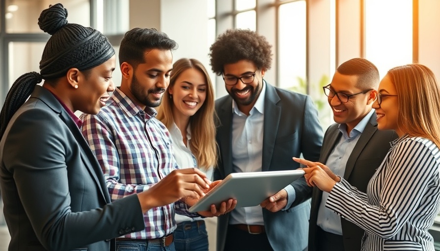 Emotional Intelligence in professional teamwork displayed on a tablet.