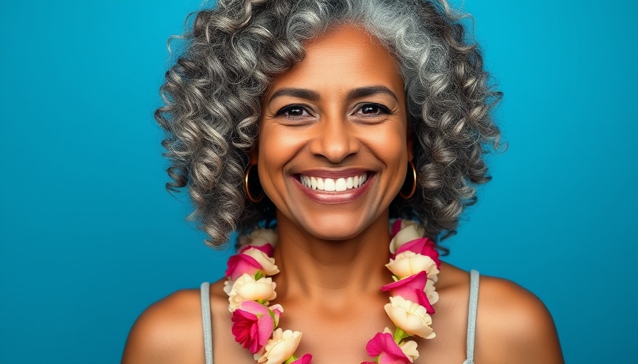 Smiling woman in floral necklace representing generative AI adoption.