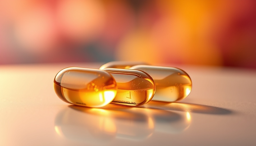 Close-up of omega-3 capsules with a colorful background