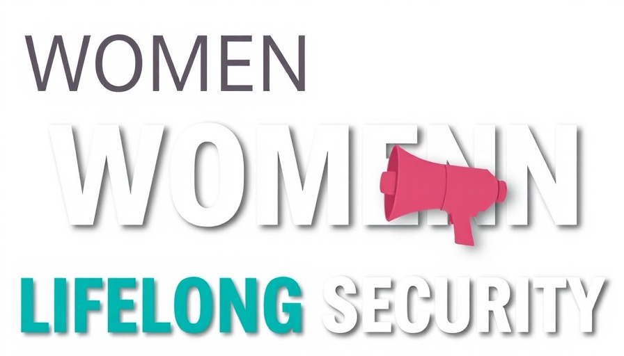 Banner discussing women retirement concerns and security, featuring bold text.