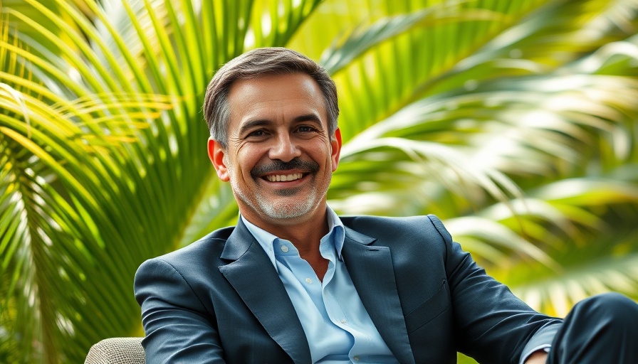Confident man in suit enjoying natural greenery, holistic health ambiance.