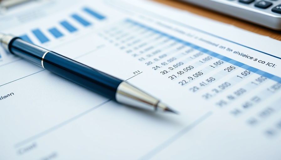 Close-up of a business bank statement with a pen.