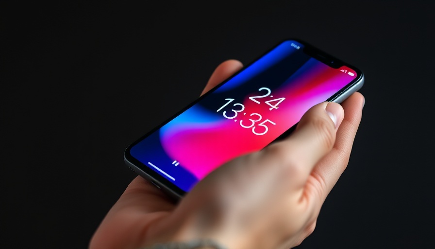 Modern smartphone updating on a dark background.