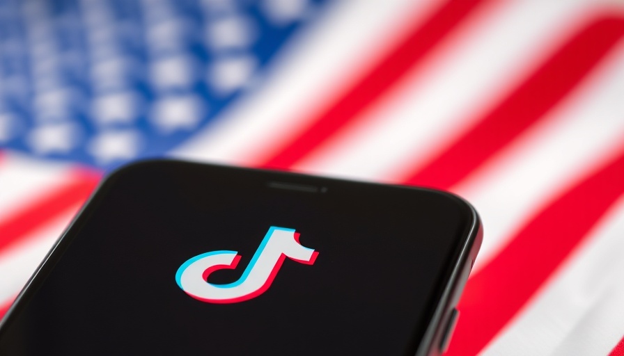 TikTok logo on phone with American flag backdrop for ownership deal deadline.