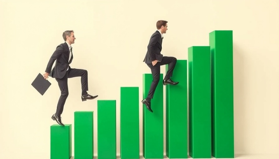 Business people climbing bar graph symbolizing high-impact strategies for content growth.