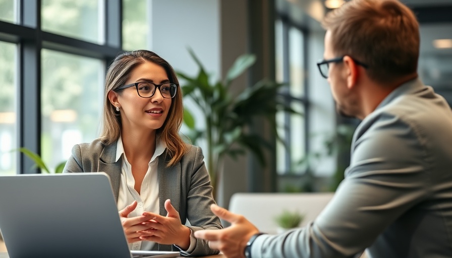 Confident businesswoman and colleague discussing resources.
