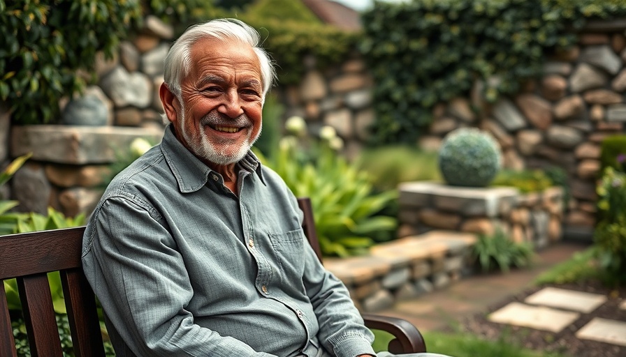 Finding Fulfillment as a Master Chair, man smiling on garden bench.