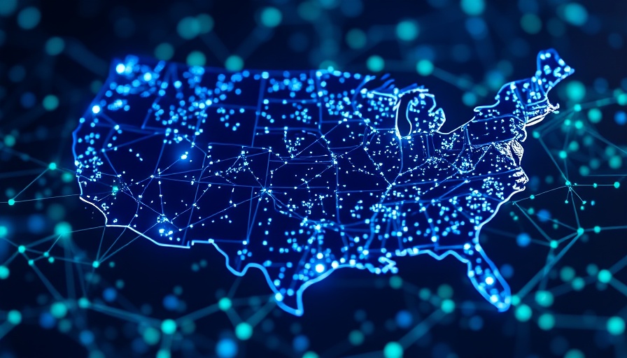 Digital network map illustrating tech reshaping U.S. economy.