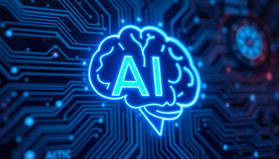 Futuristic AI interface with digital brain and symbols, glowing blue