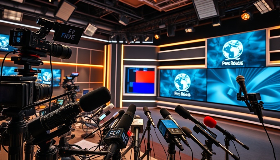 Press conference in digital news studio for 360-degree online reputation management.