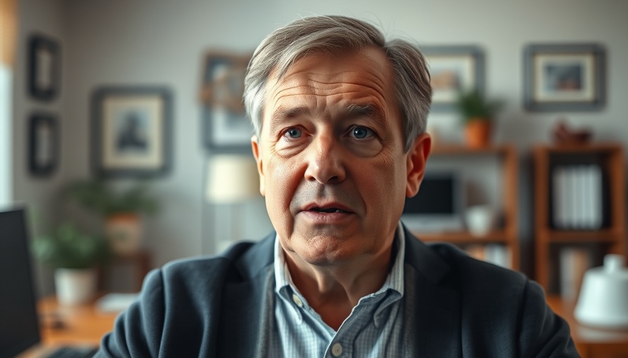 Middle-aged man speaking in home office about protecting children online.