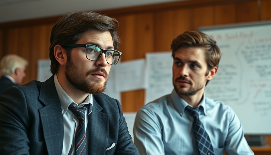 Microsoft 50 year anniversary: Two young men in a 1970s office setting.