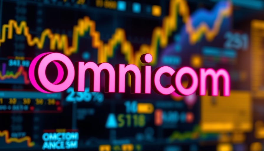 Omnicom Group logo with abstract data background, vibrant colors.