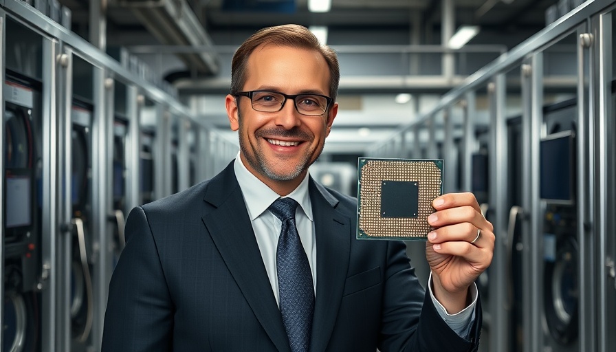Man holding semiconductor wafer in a quantum computing lab.