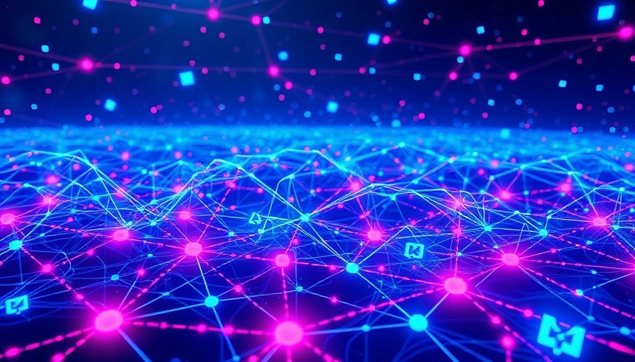 Dynamic digital landscape showing financial data flow in AI media strategies.