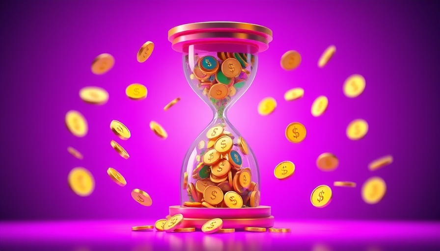 Coins flowing in hourglass symbolizing million dollar bet on AI