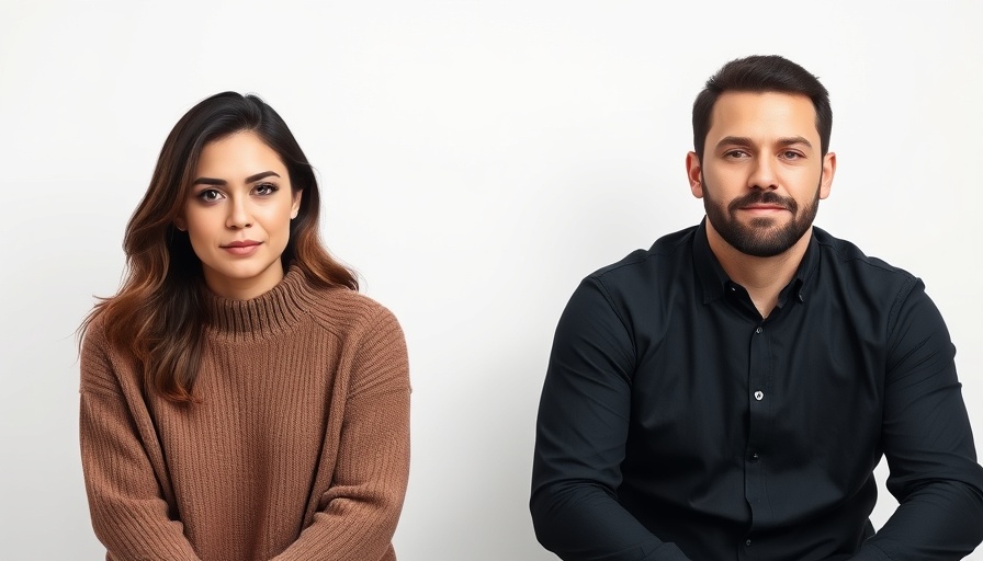 Two people posing for the Stop Hiring Humans Campaign in studio.