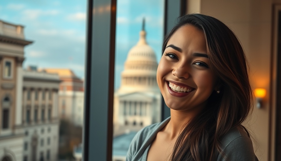 Young woman smiling with the U.S. Capitol in the background.