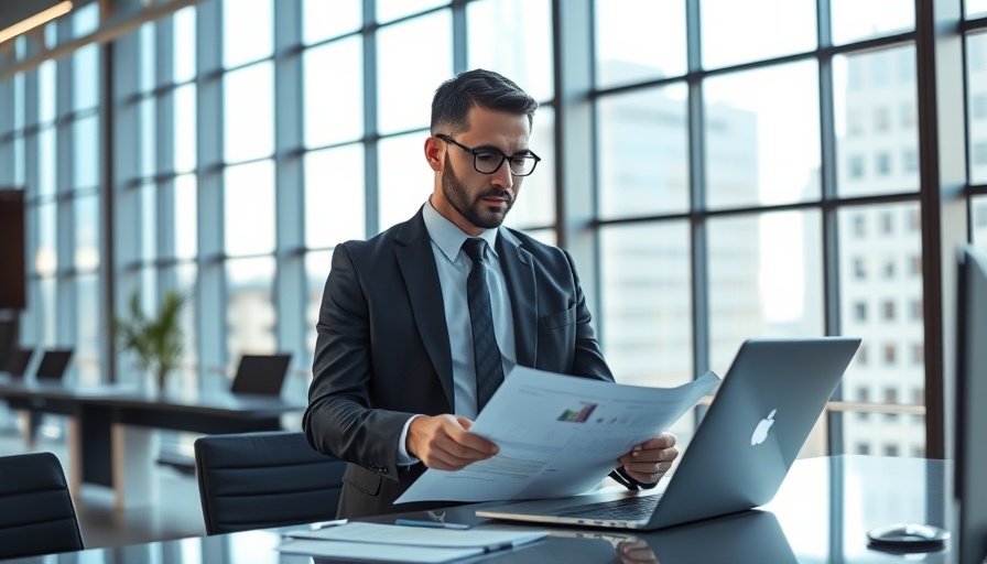 Confident executive reviewing data in modern office