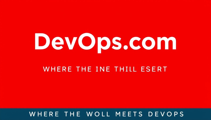 Bold red DevOps logo with tagline.