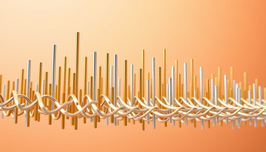 Abstract metallic sound wave sculpture reflecting light, vibe coding concept.