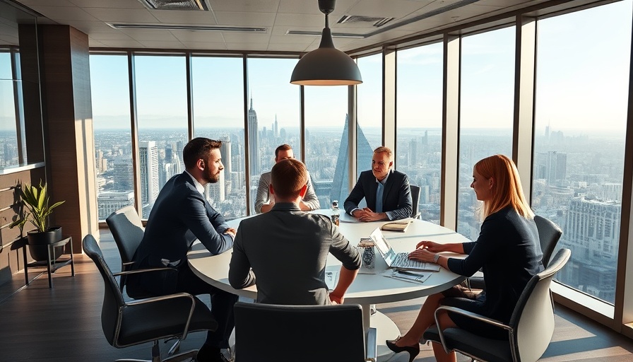Business team leading a cross-border business meeting in a modern office.
