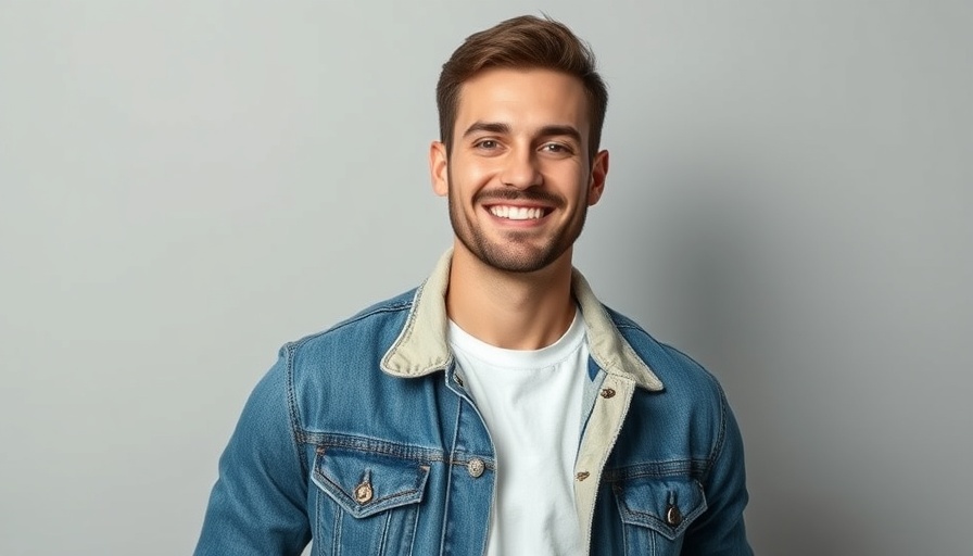 Confident young man in denim jacket smiling, venture capital experience and young founders.