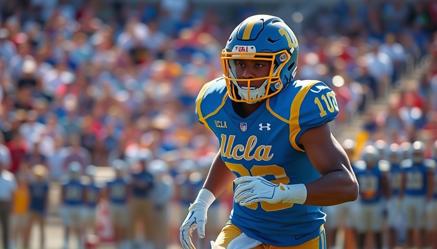 Football player in action during Reactions to Carson Schwesinger Draft.