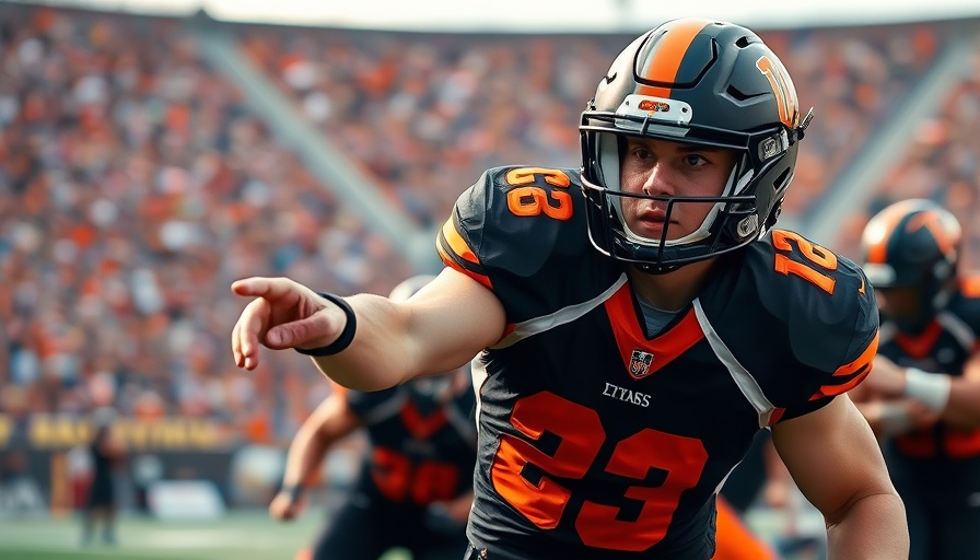 Social Media Reacts: Athlete in action wearing a black and orange uniform