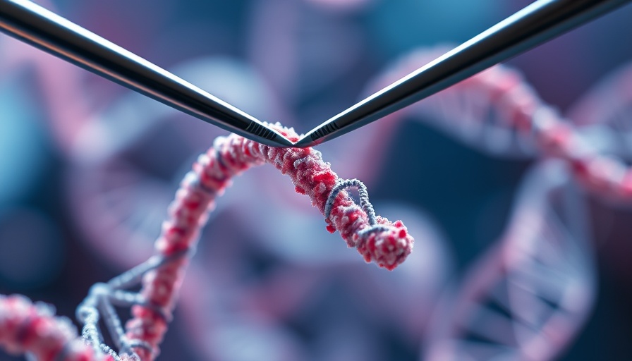 Custom gene editing treatments depicted with DNA strands and tweezers.