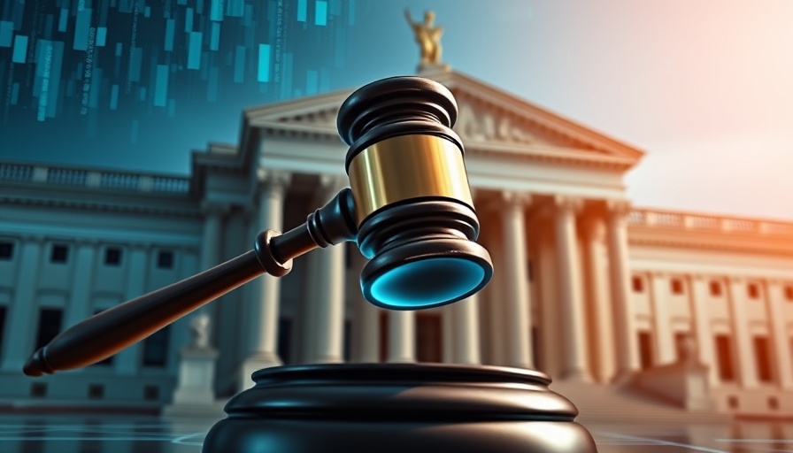 Futuristic digital gavel symbolizing a 10-Year Ban on States Regulating AI