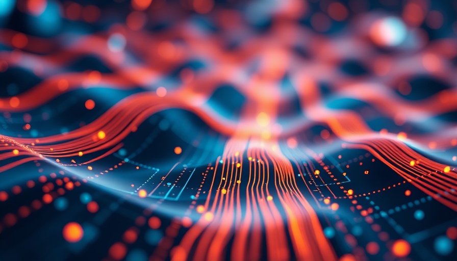 Futuristic data flow with binary patterns in vibrant hues.