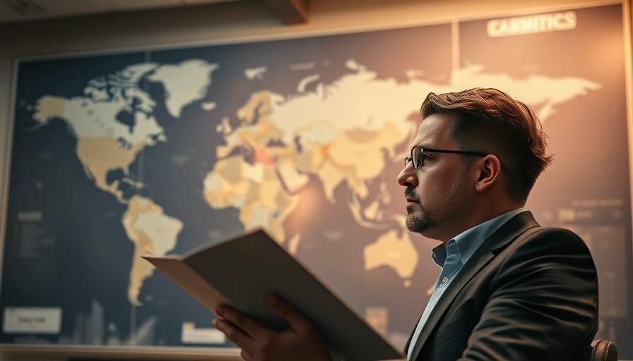Businessman studying global supply chain logistics, contemplating tariffs