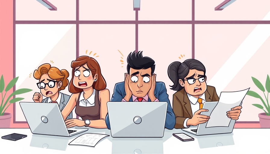 In-house agencies under financial AI pressure depicted as a stressed team in an office.