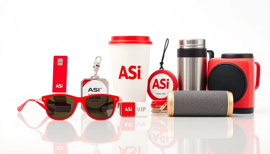 Colorful promotional products featuring ASI logo for Promotional Products News.
