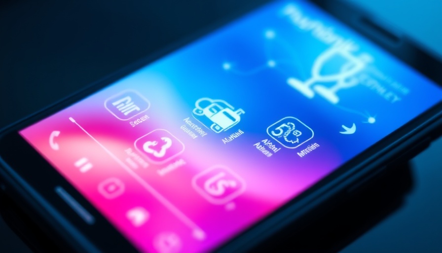 Smartphone showing advertising symbols against blue-pink gradient, alcohol marketing focus.