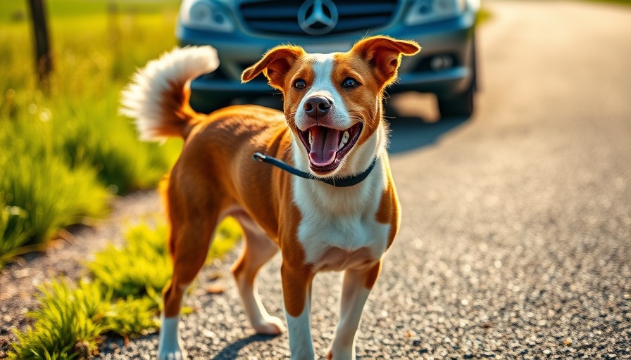 Playful dog by roadside in Dodge County