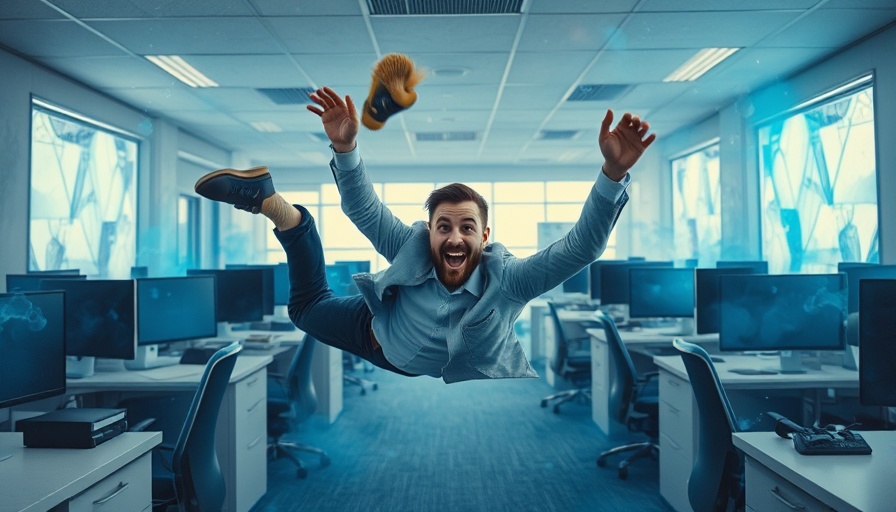 Surreal dreamlike image of falling man, reflecting meaning of work-related dreams.