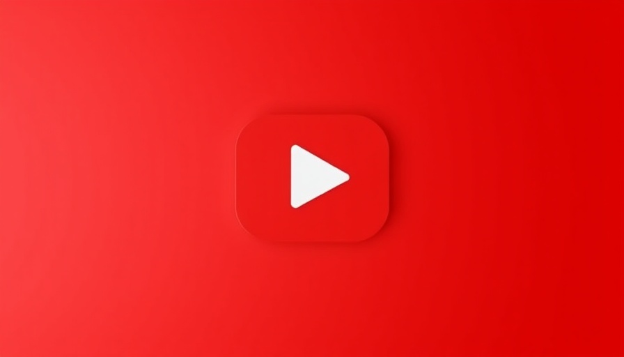 White play icon on red background, minimalist design.