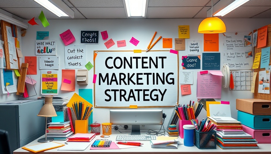 Colorful desk showcasing content strategy with notes and supplies.